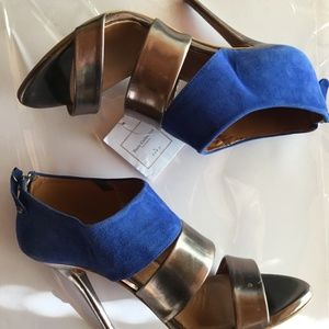 Zara Blue & Metallic Heels NWT